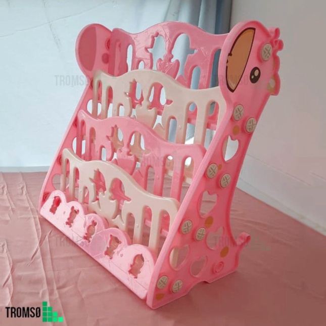 Unik Tromso Rak Buku Anak Plastik Tebal Dual Model 2 in 1 - Medium - Pink Giraffe Berkualitas
