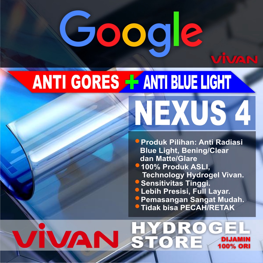 Jual Anti Gores NEXUS 4 Full Layar Hydrogel Anti Radiasi Blue Light Ray Anti Silau Glare Matte