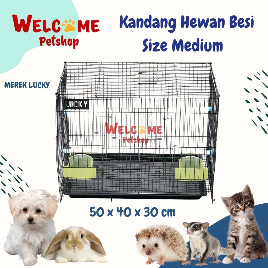 Kandang Hewan Besi Medium 48 x 30 x 38 / LUCKY 468 / Kucing Anjing