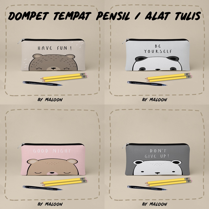 Dompet Tempat Pensil Alat Tulis alat makeup bahan Kanvas MOTIF LUCU 8