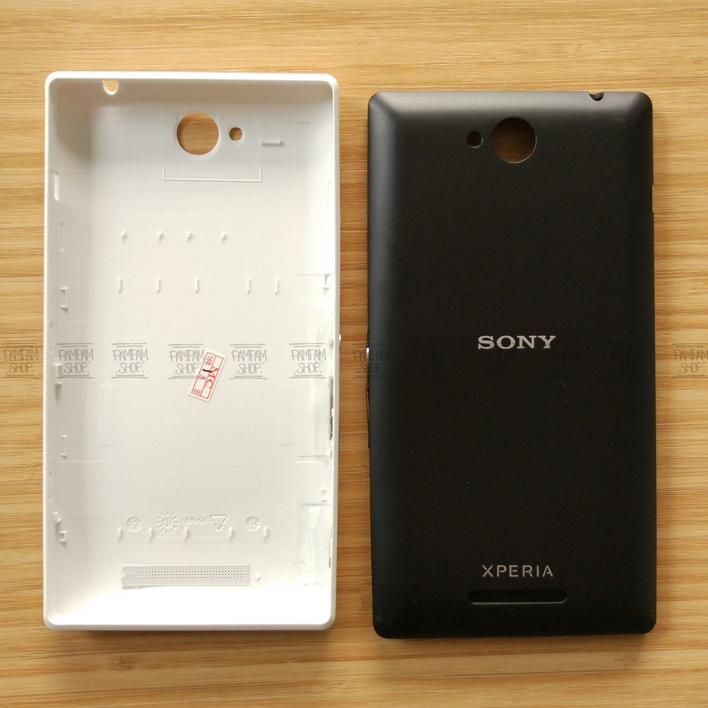 Tutup Belakang Baterai Casing Backdoor Back Door Cover Sony Xperia C Original OEM Hitam Putih C1 C 1