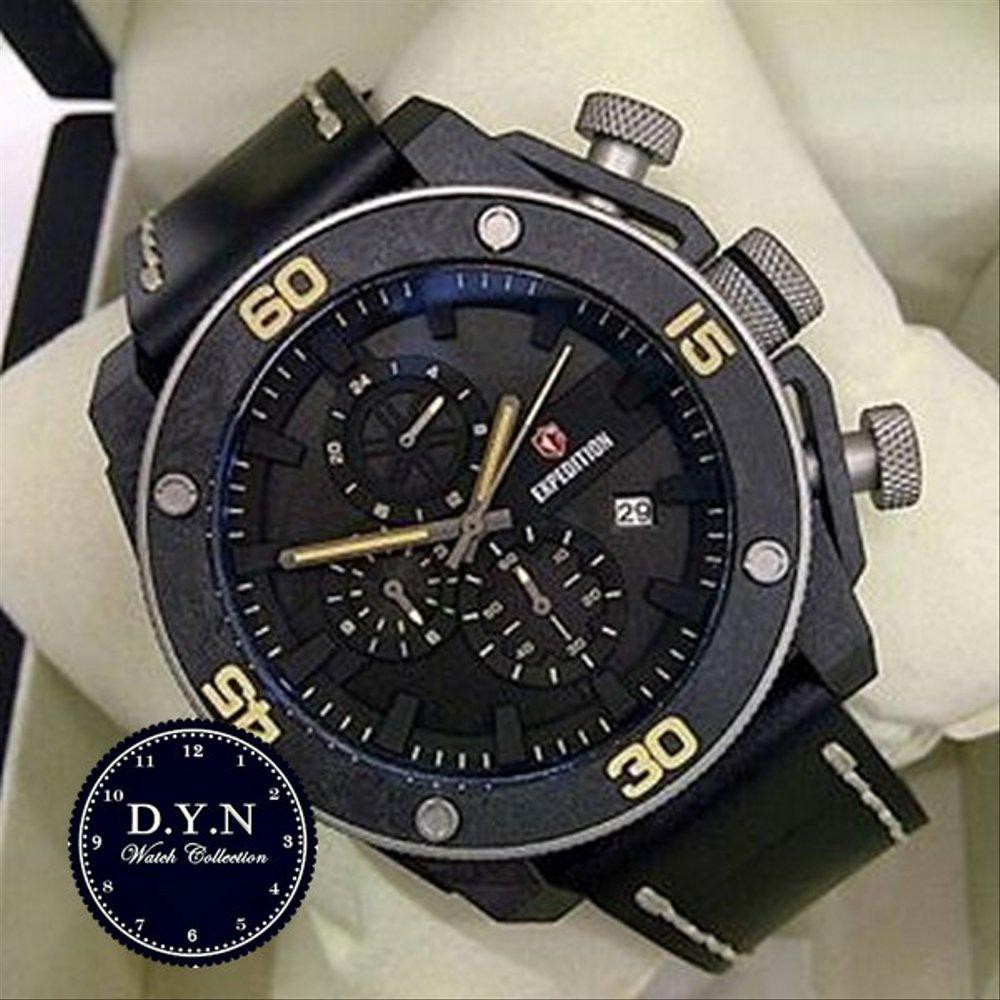 Dijual jam tangan expedition e6710 black cream Terbatas
