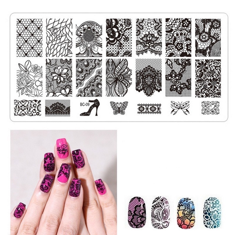 1pc Plat Stempel Kuku Motif Bunga / Hewan Untuk Aksesoris Nail Art / Manicure Diy