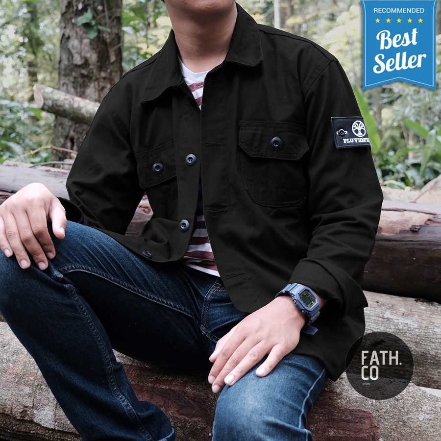 SP HITAM - Jaket Trucker Semi Parka PLUVIOPHILE Original / Jaket kanvas