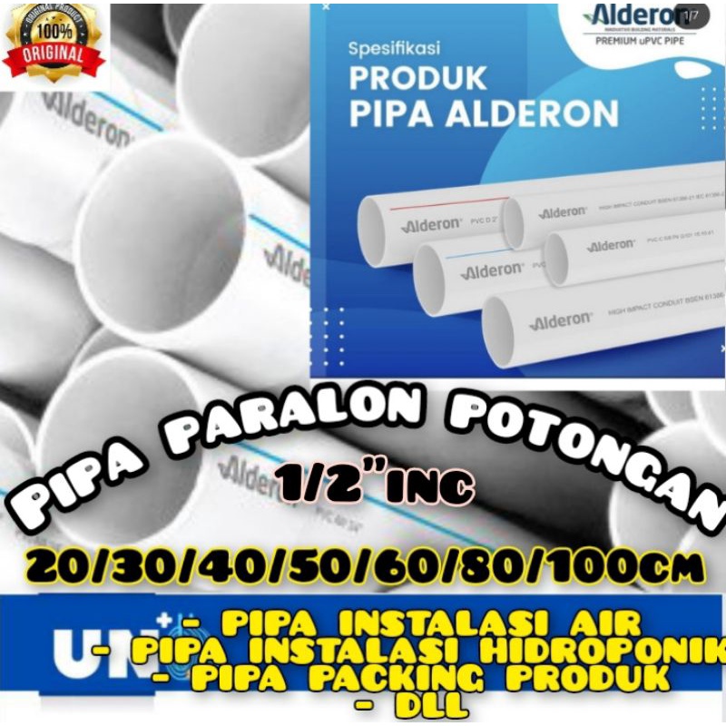 PIPA PARALON POTONGAN ALDERON atau MASTER 20/30/40/50/60/80/100CM 1/2 DAN 3/4&quot;INCH MURAH