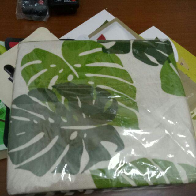 Taplak Meja Tamu Panjang Minimalis Mewah Modern Rumbai Tassel - Motif Daun Monstera