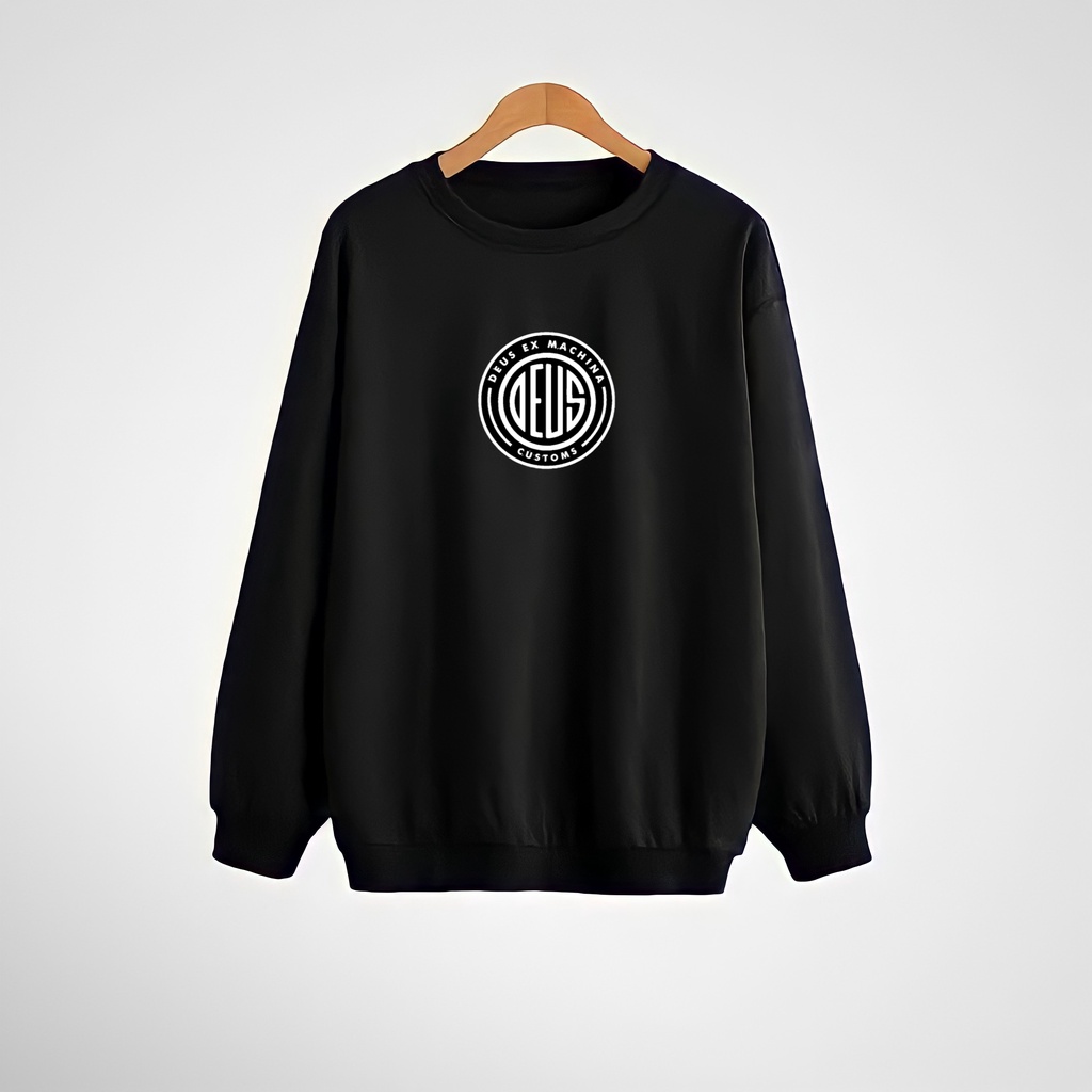 Sweater Crewneck DEUS Pria Wanita Fleece Cotton