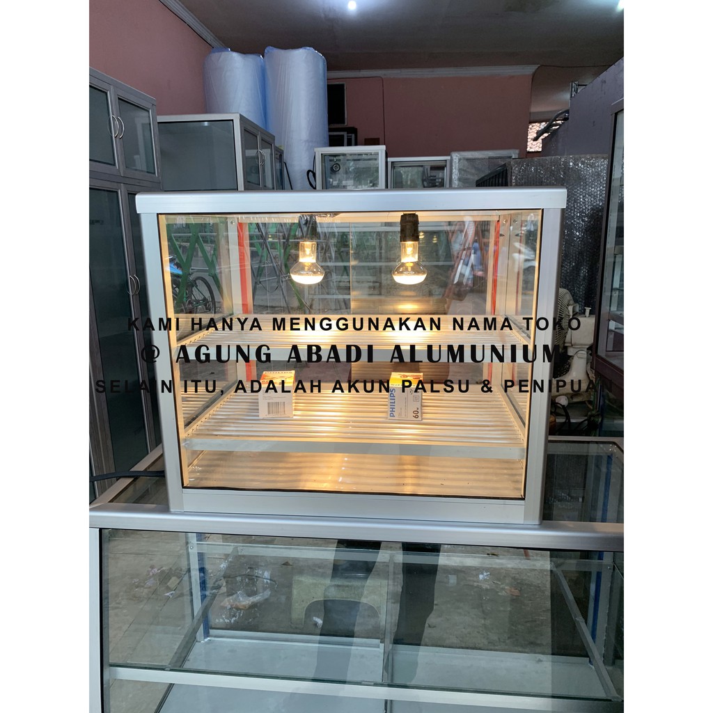 Etalase Showcase Warmer Pemanas Ayam Fried Chicken 2 Rak 2 Lampu Medium 60cm