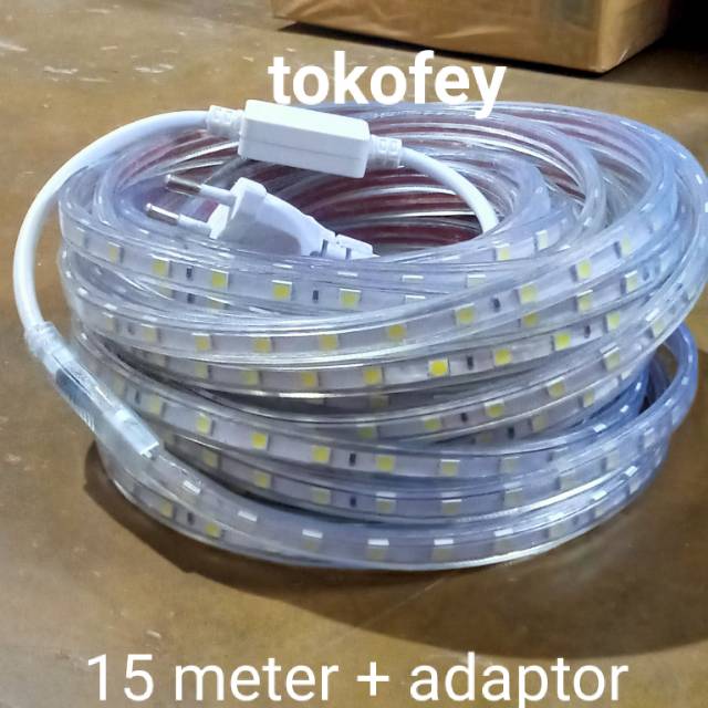 lampu selang led strip 220 volt 15 meter SMD 5050 lampu natal lampu etalase