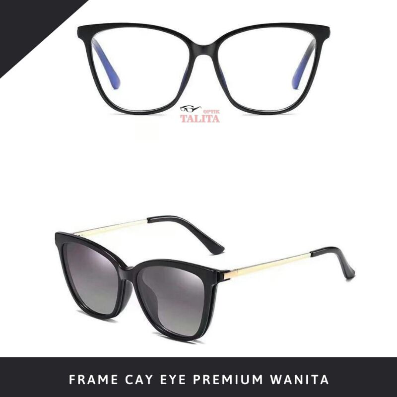 FRAME KACAMATA CAT EYE CLIP ON POLARIZED KACAMATA BACA NORMAL MINUS PLUS CLYINDER 95655