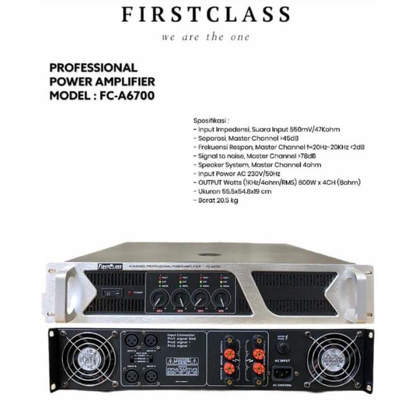 POWER AMPLIFIER FIRST CLASS FC A6700 PROFESSIONAL POWER AMPLIFIER FIRSTCLASS A 6700