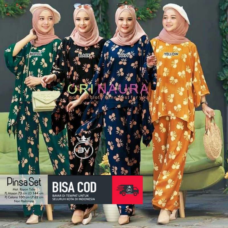 One Set Jumbo Waka Waka Pinsa Setelan Wanita Tie Dye Rayon Premium Set Celana Panjang Bigsize LD 130