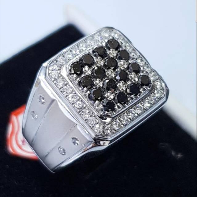 Perak berlian hitam dan berlian putih 055