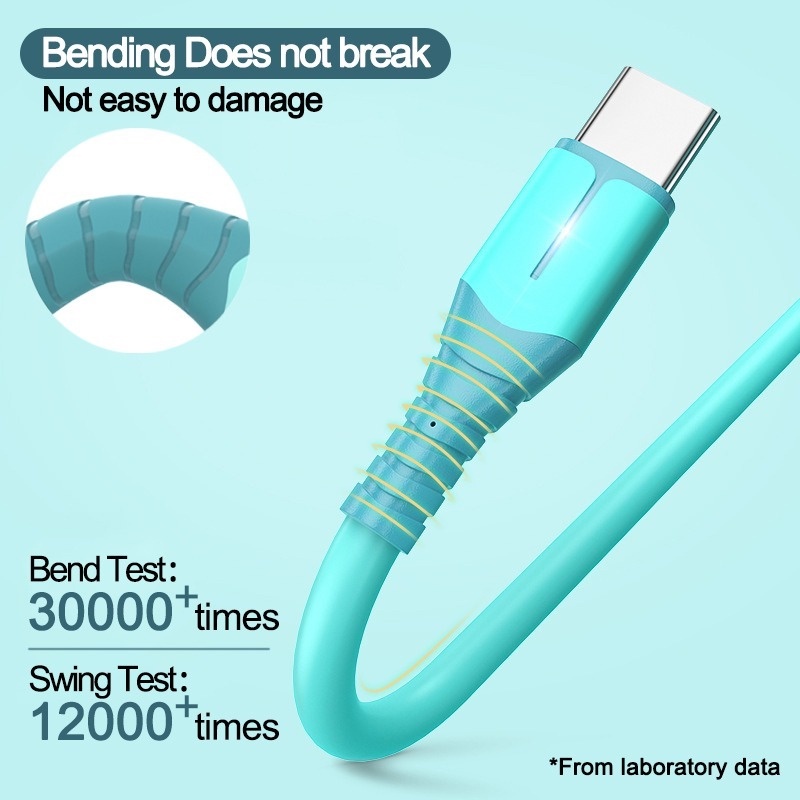 Kabel Data / Charger USB Tipe C Fast Charging 5A Bahan Silikon Untuk Android