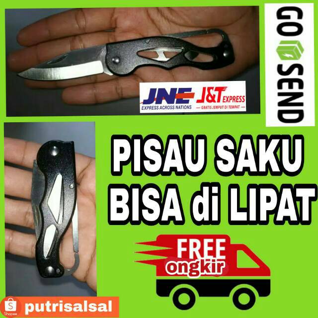 

[TDO] Pisau Saku Lipat Portable Camping Knife Survival Hiking WARNA HITAM stainless steel TAJAM