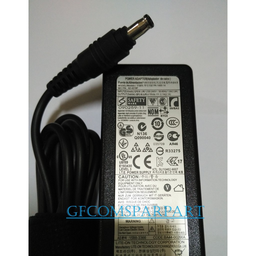 Adaptor Netbook Samsung NC10 NC20 NP-ND10 AD-4019s 19V 2.1A Pin Central Original (JARUM)