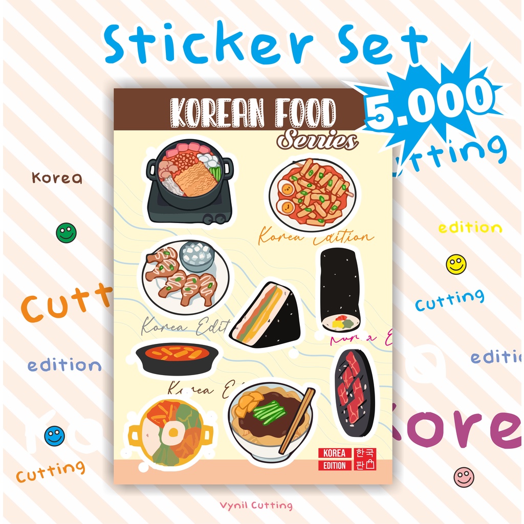 Sticker Vinyl Cutting Aeshtetic Food Korean Fruit Junk Food Serries Langsung Pakai Sticker Karakter 