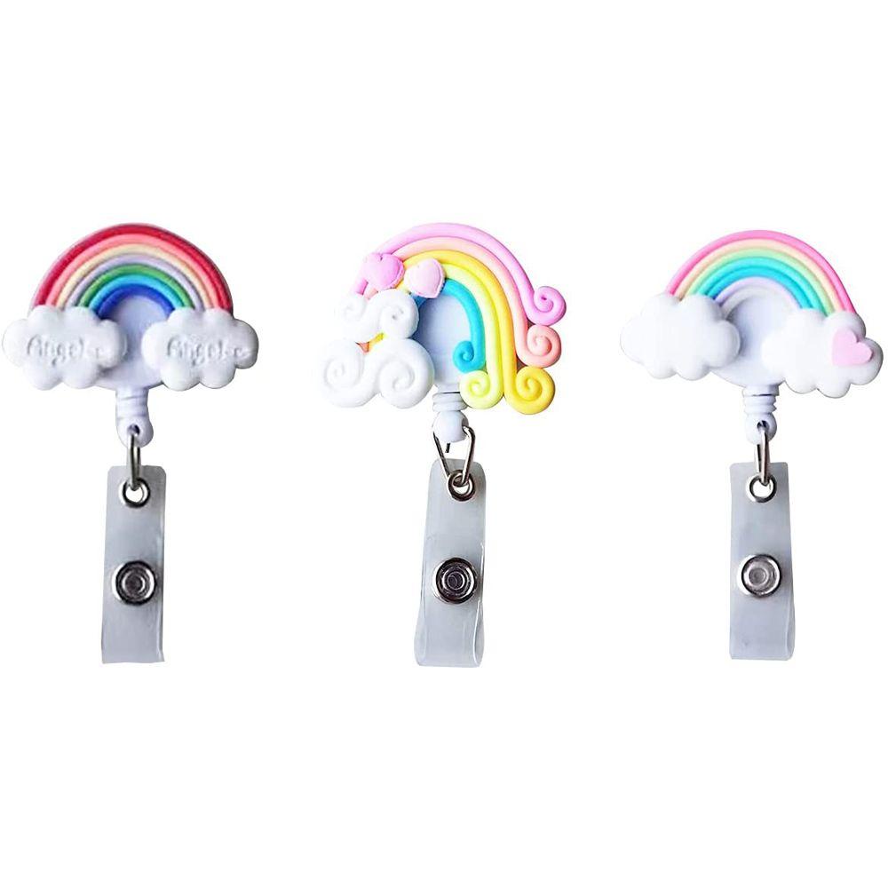 Rebuy Rainbow Badge Reel Colorful Kartun Dada Kartu Nama Kartu Siswa Pameran Perawat Badge Holder