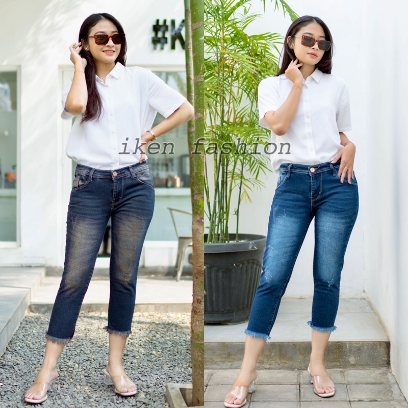 CELANA JEANS 7/9 WANITA RIPPED TIDAK TEMBUS // BIANTE CLAW JEANS // ERLIN JEANS