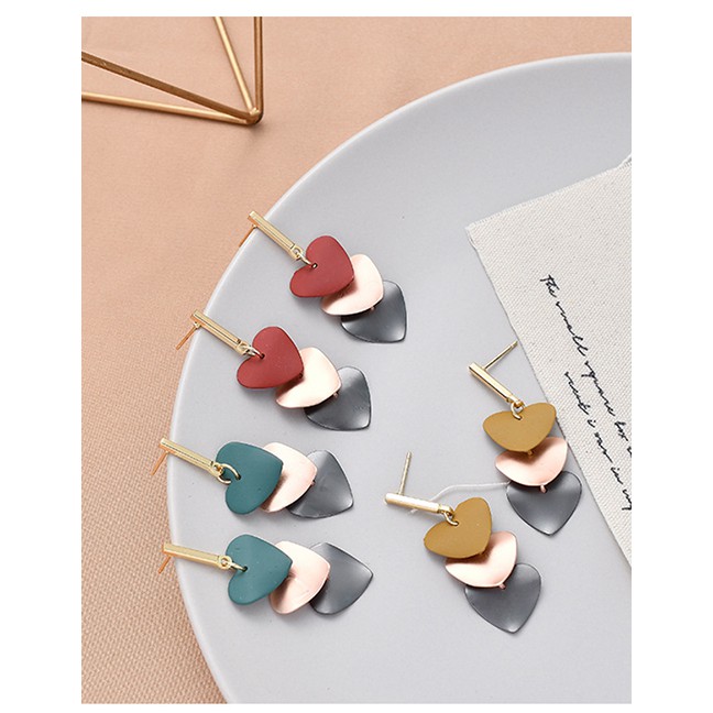 LRC Anting Tusuk Fashion Contrast Love Earrings D89668