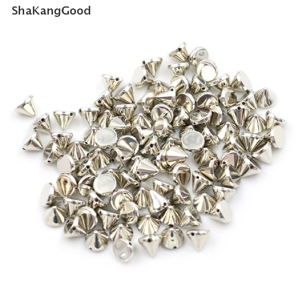 100pcs Stud Rivet Spike Bulat 10mm Untuk Kerajinan Kulit Tas