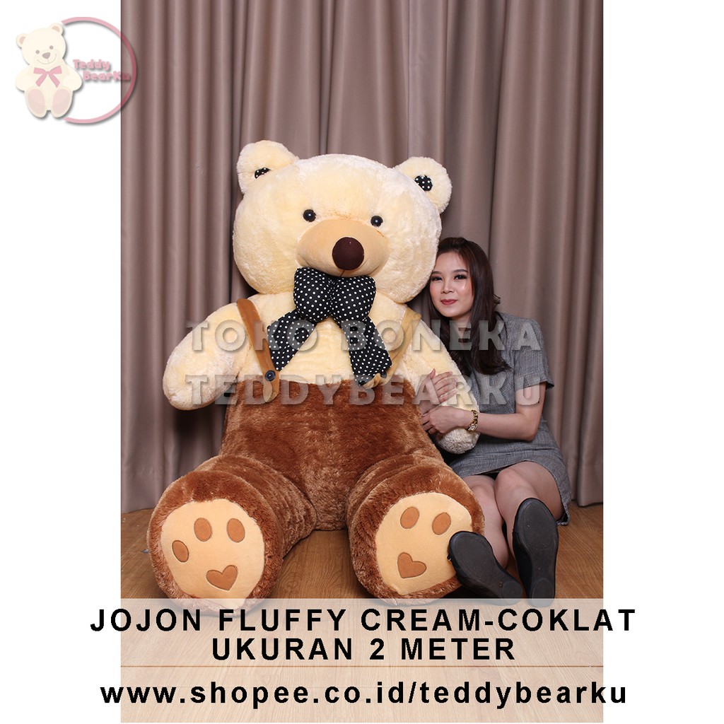 TEDDY BEAR SUPER SUPER JUMBO 2 METER FLUFFY JOJON PREMIUM CREAM - COKLAT