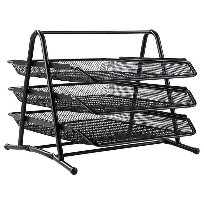 DELI File Tray File Basket Tray Document 3 Tingkat - Black