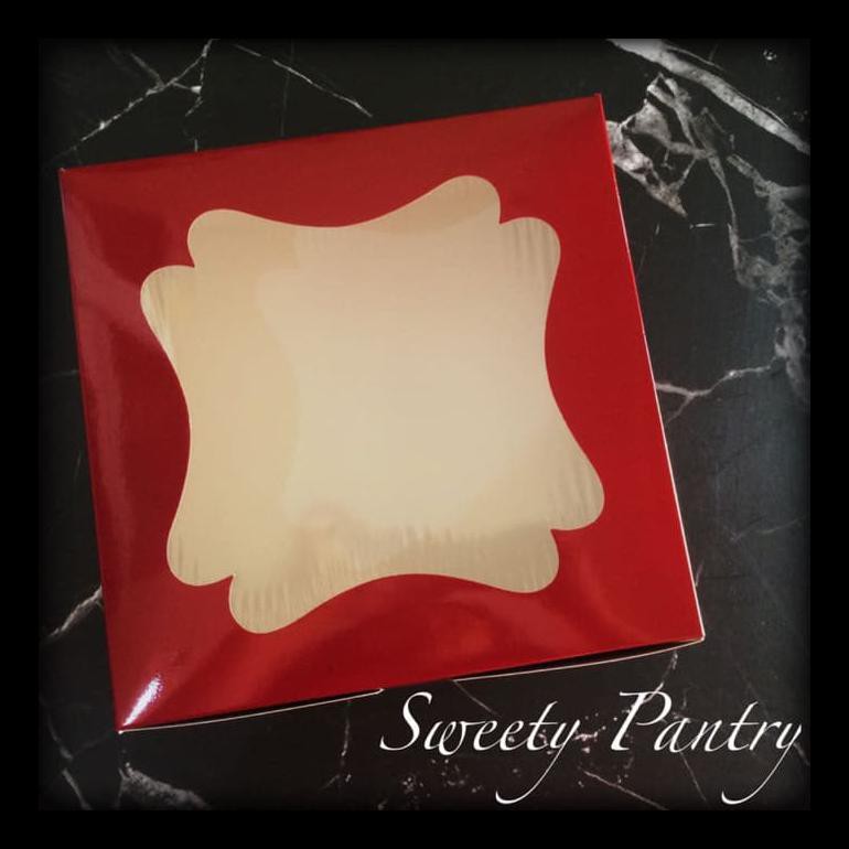 

DUS/BOX KUE IMLEK / PACKAGING/KEMASAN CAKE IMLEK WINDOW RED 22T8 BERKUALITAS