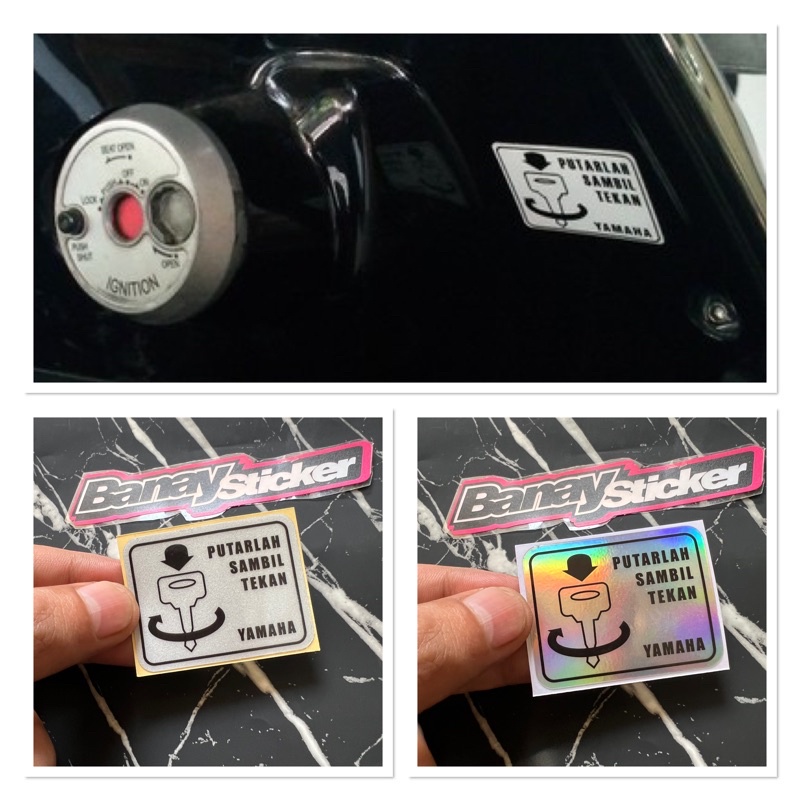 STICKER STIKER WARNING PERINGATAN KUNCI YAMAHA STICKER PUTARLAH SAMBIL TEKAN PRINCUTT