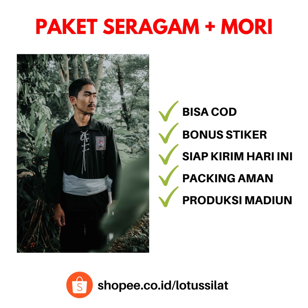 [Bisa COD] Paket Lengkap Seragam Silat Sakral Warga PSHT SH Terate dan Sabuk Mori PRIMA 3 Meter | Pr