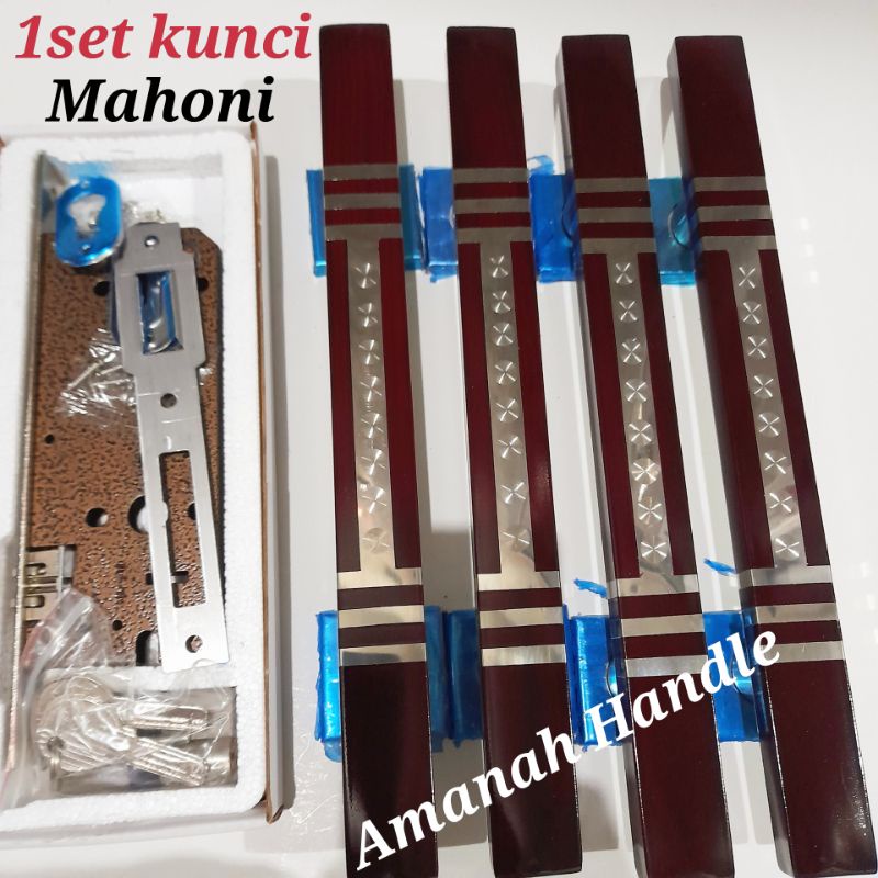 Fullset - Handle pintu rumah Coklat tua Grafir 1 set kunci rumah 45cm Stainless