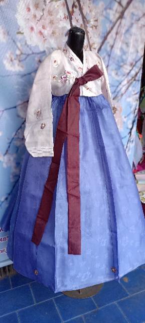 Sky blue pink soft hanbok