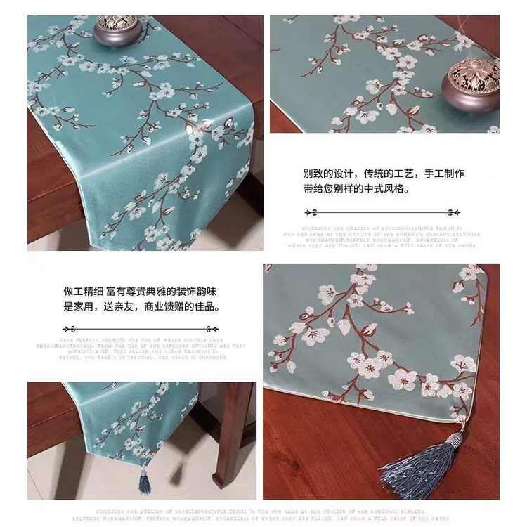 Taplak Meja Tamu Panjang/Table Runner/Taplak Meja Tengah Oriental Motif Sakura