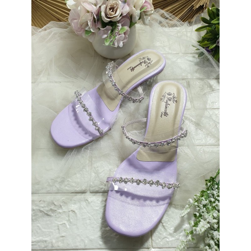 sandal lilac Gisela double asesoris tinggi 3cm hak kca