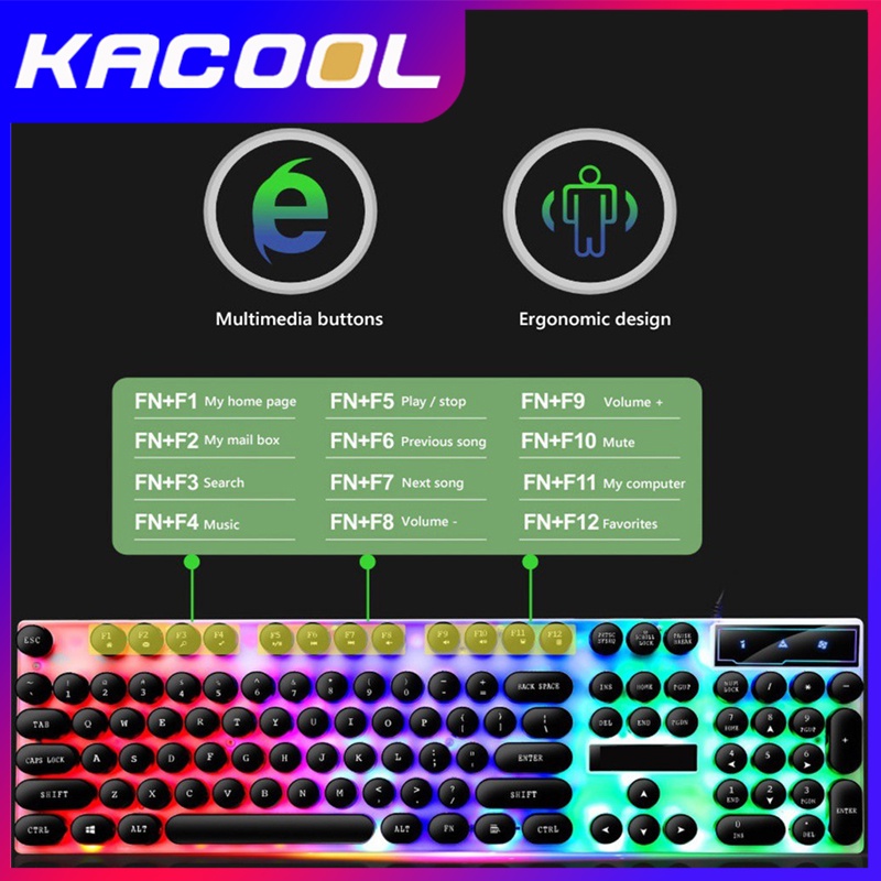 Gaming Keyboard Mechanical Komputer Set Gaming Mouse dan Keyboard USB Cable RGB GTX300 Black Gold Light Luminous mechanical keyboard