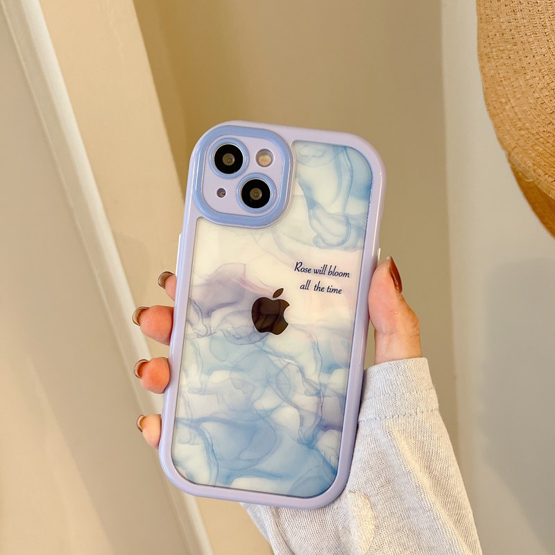 Fashion Purple Blue Marble Soft Case iP iPhone 14 + Plus SE 2020 X XR XS Max 11 12 13 Pro Max Clear Cream Casing Apple