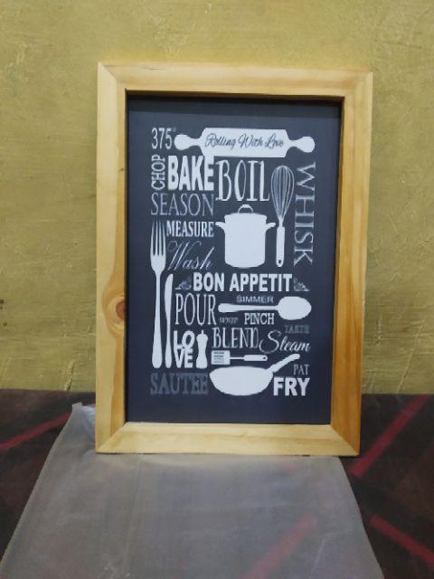 Kh18 - Hiasan Dinding Dekorasi Rumah Frame Bingkai Kayu Quotes Kitchen Cafe Vintage Blackboard