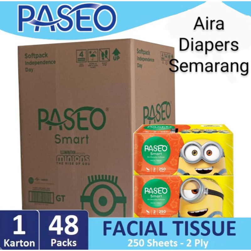 ( 1 karton) Tisu wajah Paseo Smart 250 sheets minions facial tissue muka