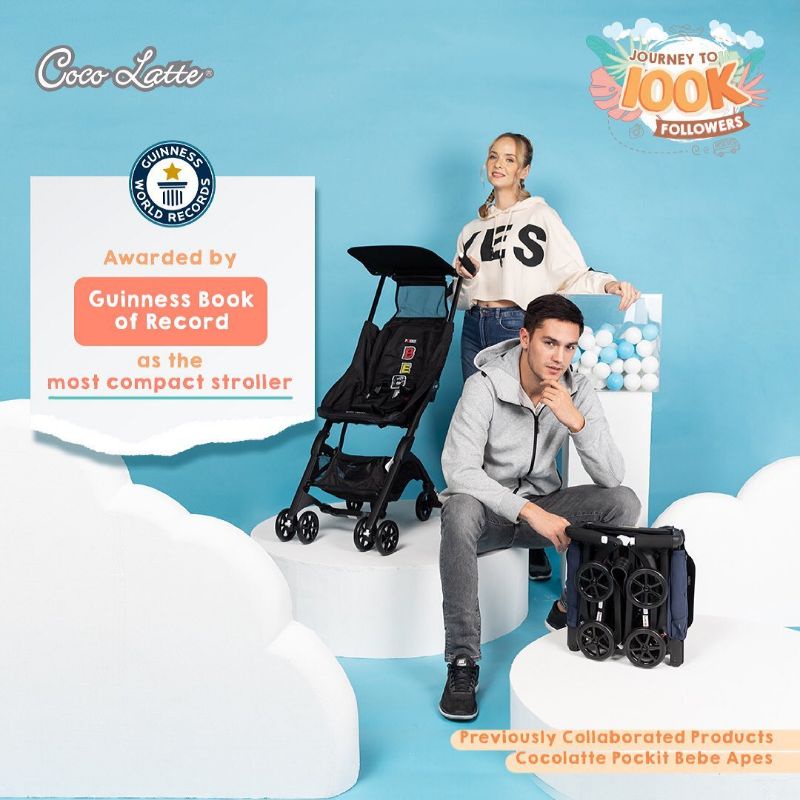 Cocolatte Stroller Pockit CL 7881 Bebe Apes (GEN 4) / Pockit CL 8391 Denim Bloom / Pockit CL 8421 Emoji / Pockit CL 8351 Harley Queen Kereta Dorong Bayi Cabin Size