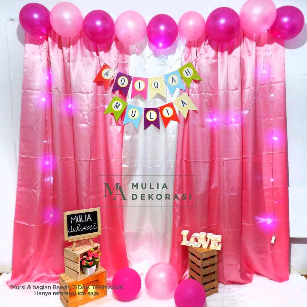 Dekorasi Aqiqah Khitan Backdrop Lamaran Nikahan Premium PhotoBooth DIY Akad Nikah Paket Satin Pink