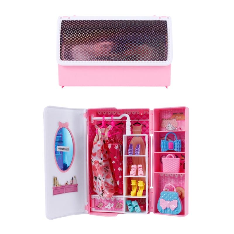 Mary 1set Lemari Anak Perempuan Mini Portable Barbies Meja Rias Plastik Games