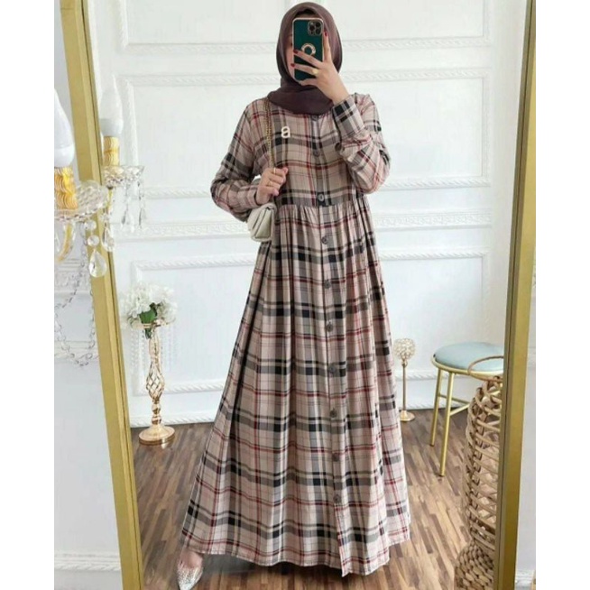 New Arrival Pakaian Wanita Gamis Midi Dress Motif Klasik Terbaru