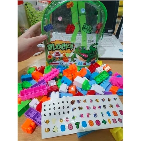 [Free Tas Anak] Mainan Anak Balok Susun Block Pintar Lego Murah Blok Susun Pintar / Mainan Edukasi Anak Lego Block Tas 102Pcs / Balok Susun Bongkar Pasang / Building Bricks