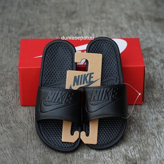  SANDAL  PRIA  NIKE  BENASSI TRIPLE BLACK SENDAL SLOP Shopee 