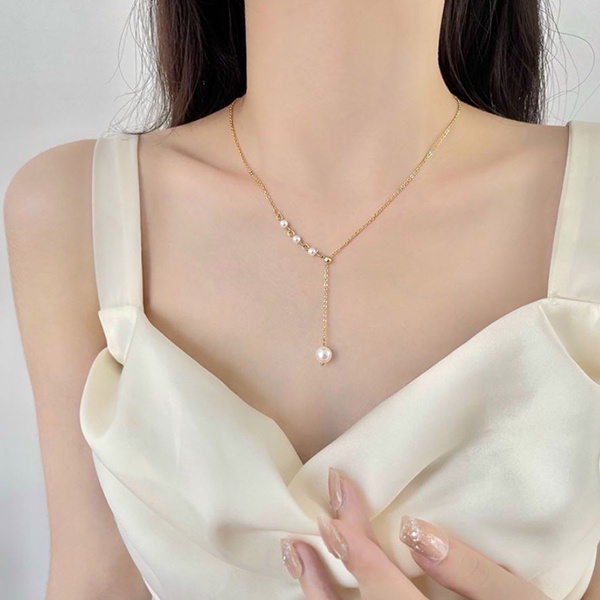 kalung mutiara simpel small fresh pearl necklace jka243(3d2)