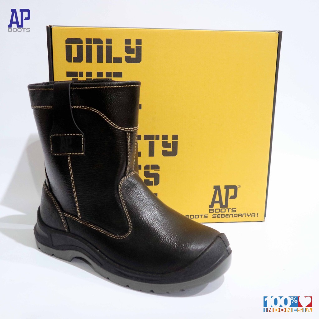 AP 2020 BLACK SAFETY LEATHER 43 - BOOT SEPATU SAFETY - AP BOOTS