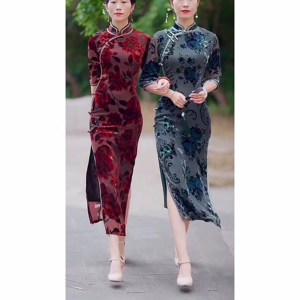 Autumn style high-end cheongsam noble temperament improvement 2022 new old Shanghai mother long styl