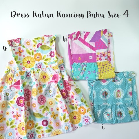 Dress Anak Katun Kancing Bahu Size 4