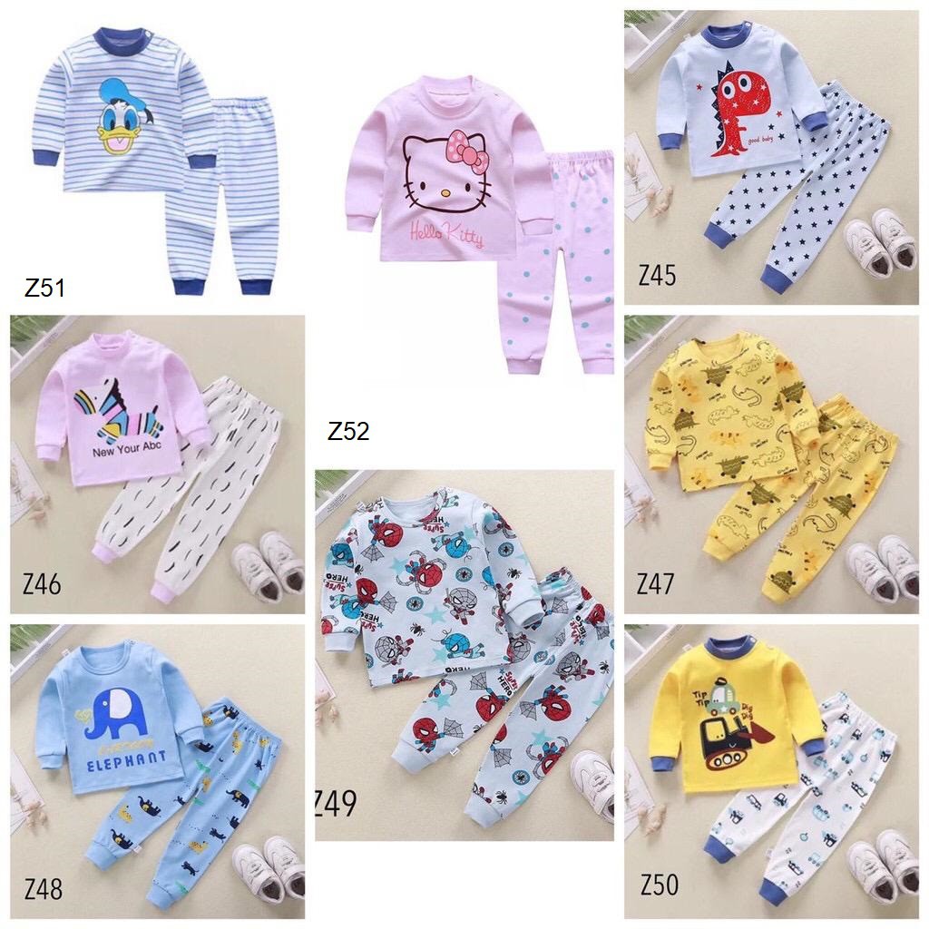 (Kiddiwear) piyama Set Premium1-5 tahun Baju Lengan Panjang &amp; Celana untuk Bayi Laki-Perempuan day