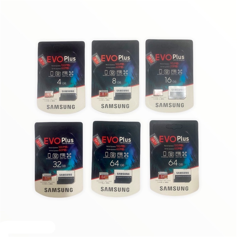 memory card  micro SDXC samsung evo plus class 10 - 4gb - 8gb - 16gb - 32gb - 64gb - 64gb U3 - isi full